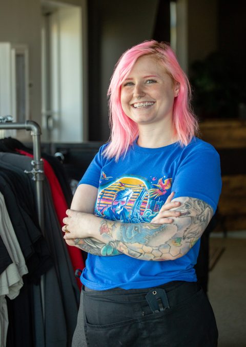 Taylor Price, embroidery tech at P&M Apparel